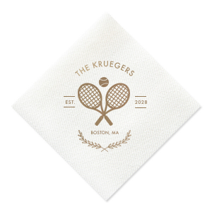 At the crossroads of elegance and sporty is the Family Name Tennis Napkin from our Country Club collection. Customize the design with your personalized text paired with your choice of colors to best represent your family's unique sense of style. 