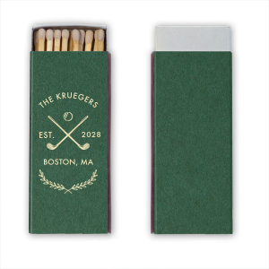Game, set, match! The Family Name Tennis Matchbox from our Country Club collection is a perfect memento for family gatherings or other summertime fun events. The sleek and sporty design is printed on your choice of paper and foil color along with customizable text allows you to fully personalize your one of a kind keepsake.