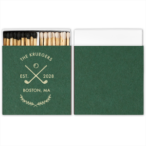 Game, set, match! The Family Name Tennis Matchbox from our Country Club collection is a perfect memento for family gatherings or other summertime fun events. The sleek and sporty design is printed on your choice of paper and foil color along with customizable text allows you to fully personalize your one of a kind keepsake.