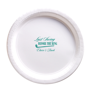 Show how you serve with the Last Swing Before The Ring Plate. The sporty design showcases customizable text in your choice of colors. Personalize the design to best match your party time vibes!