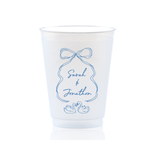Pair your next party event with the stylish Swan Lovers Cup. The elegant design features two swans mirroring your own partnership. Customize the cup in your choice of style and color to best reflect you and your partner's unique love.