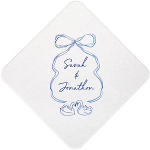 Pair your next party event with the stylish Swan Lovers Coaster. The elegant design features two swans mirroring your own partnership. Customize the coaster in your choice of style and foil stamp color to best match the vibe at your momentous event.