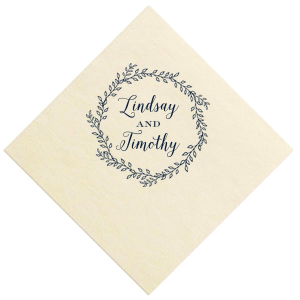 Leafy loops and elegant script unite on the Sweet Wreath Napkin, infusing your festivity with a dash of natural whimsy. It's the perfect blend of foliage and love for your special day's decor.
