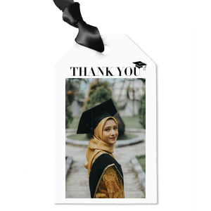 The Thank You Graduation Cap Custom Photo Gift Tag is ideal for a bespoke accessory for your next graduation engagement. The simple design is highly customizable, allowing your to upload your personal photo to best make this gift tag your very own.