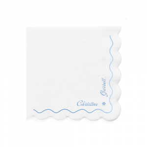 Make your next momentous event memorable with the one of a kind Couple Names Scalloped Napkin. The cocktail napkins feature an elegant scalloped design to add a unique groove to your party. Available in your choice of foil colors, customize the design to match your unique tastes.