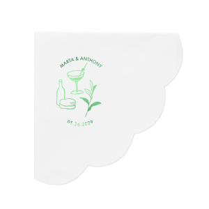 Set the table at your next party event just right with the Nosh & Names Scallop Luncheon Napkin. Customize the design with your choice of foil stamp color and text to best match your party's vibes. Perfect for home entertainment, engagements, weddings and much more!