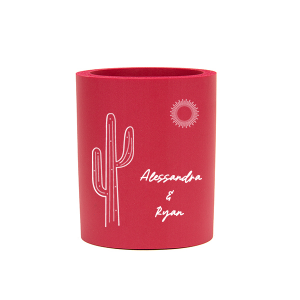 Beat the heat with the help of the Southwest Sun Can Cooler. The high quality cooler keeps your drink frosty cold all while coming in the color of your choice. Customize the text to add your own personal touch for your next summertime bash!