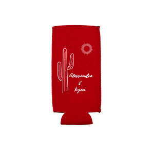 Beat the heat with the help of the Southwest Sun Can Cooler. The high quality cooler keeps your drink frosty cold all while coming in the color of your choice. Customize the text to add your own personal touch for your next summertime bash!