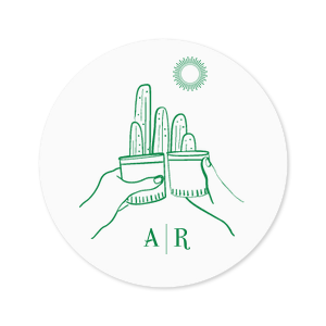 The Southwest Cheers Label is the mark of a great time! The customizable label is available in your choice of style and stamp color. Personalize the text to create a unique party favor adored by guests and friends alike.