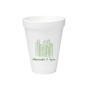 Cool down at your summertime party event with the Southwest Cactus Cup. Featuring a screen print of hand-drawn cactuses above customizable text, the cup is available in your choice of styles and colors to best match your party's unique vibes.
