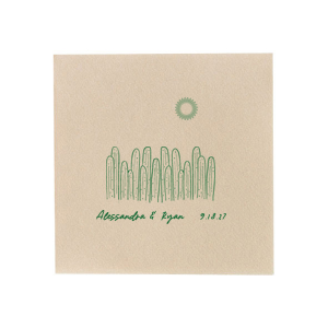 Create an impression that lasts all summer with the Southwest Cactus Napkin. The foil stamped napkin comes in your choice of styles and colors, making it easily customizable to math your unique vibe. Perfect for summertime weddings, engagements or home entertainment!