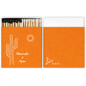 Make your next summertime party event a hot one with the Southwest Skull & Cactus Matchbox. Customize the color, style and text to create a perfect memento of the summer. 
