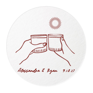 Set the mood just right at your next summertime party with the Southwest Cheers Coaster. The sleek design comes in your choice of style and color paired alongside customizable text that gives your special occasion a personalized touch. Perfect for summer weddings, engagements or home entertainment!