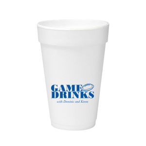Personalized Matte Royal Blue Ink 12 oz Styrofoam Cup with Matte Royal Blue Ink Cup Ink Colors has a Football graphic and is good for use in Sports themed parties and can't be beat. Showcase your style in every detail of your party's theme!