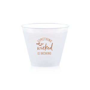 Custom 9 oz Frost Flex Cup with Copper Ink  has a Bats graphic and is good for use in Halloween themed parties and will impress guests like no other. Make this party unforgettable.