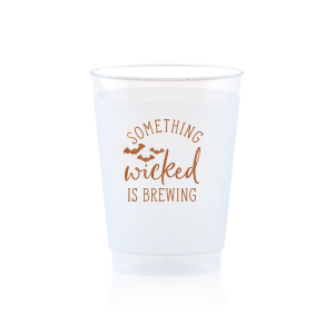 Custom 9 oz Frost Flex Cup with Copper Ink  has a Bats graphic and is good for use in Halloween themed parties and will impress guests like no other. Make this party unforgettable.