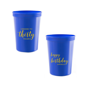 Raise a toast with the Cheers to Years Cup, celebrating milestone moments. Make every sip a festive tribute to one's special day.  This Fun design has on one side the exclamation "Cheers to" , followed by the number of years in fun script. The reverse side wishes "Happy Birthday" in playful script, with the celebrant’s name in bold caps. A Big Shout OUT to a Special Person!