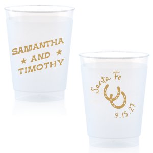 Get wild and rowdy with the customizable Giddy-Up Western Cup. Personalize the text with the names of your favorite cowpokes in the ink color of your choice. Perfect for sipping cool refreshments during blistering summer hoedowns. 