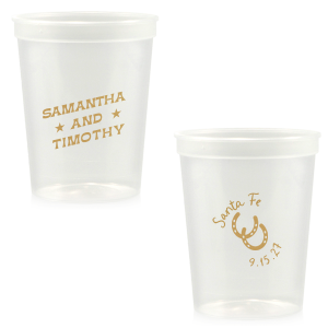 Get wild and rowdy with the customizable Giddy-Up Western Cup. Personalize the text with the names of your favorite cowpokes in the ink color of your choice. Perfect for sipping cool refreshments during blistering summer hoedowns. 