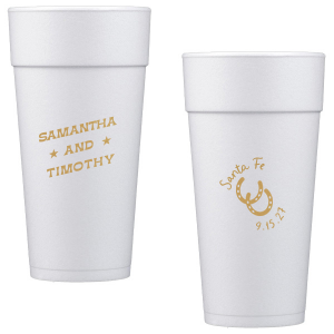 Get wild and rowdy with the customizable Giddy-Up Western Cup. Personalize the text with the names of your favorite cowpokes in the ink color of your choice. Perfect for sipping cool refreshments during blistering summer hoedowns. 