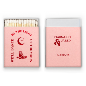 Make your next housewarming, summer shindig, or any other special occasion all the more memorable with the Moonlight Matchbox. Customizable with your choice of text and colors, make this matchbox your own and create a one of a kind memento for memories. 