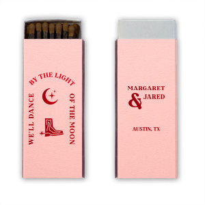 Make your next housewarming, summer shindig, or any other special occasion all the more memorable with the Moonlight Matchbox. Customizable with your choice of text and colors, make this matchbox your own and create a one of a kind memento for memories. 