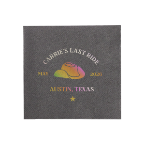 Be prepared for one last ride with the Last Ride Napkin. The customizable design is available in a wide variety of colors and styles to match your party's vibes. Perfect for bridal showers, bachelorette parties or birthdays!