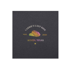 Be prepared for one last ride with the Last Ride Napkin. The customizable design is available in a wide variety of colors and styles to match your party's vibes. Perfect for bridal showers, bachelorette parties or birthdays!