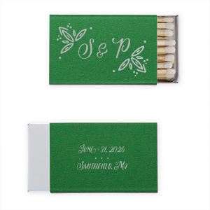 Our custom classic Rustic Leaf wedding matchbox is a versatile design that you'll love. Personalize your custom classic wedding matchboxes to complement every last detail of your wedding day. Add your initials, choose the colors that best align with your wedding day décor and voilá! Fabulous custom designed wedding matches!