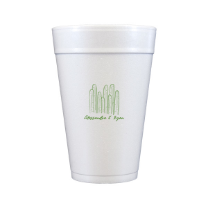 Cool down at your summertime party event with the Southwest Cactus Cup. Featuring a screen print of hand-drawn cactuses above customizable text, the cup is available in your choice of styles and colors to best match your party's unique vibes.