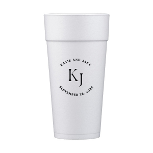Embrace the essence of matrimonial elegance with the Nuptial Arch Initials Cup, featuring the couple's names and wedding date in a minimal and pristine design, arched gracefully over their shared initials. Cheers to this chic wedding day decor.