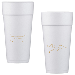 See the stars align with the Written in the Stars Cup. Featuring the astrological signs of Aquarius and Libra as snazzy graphics, this star dazzled cup is well suited for Zodiac themed parties, ensuring everyone's horoscopes is set for a good time.