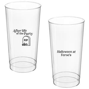 The After Life Of The Party Cup keeps the good times flowing for you Halloween events. Tickle funny bones with this macbre merchandise, your guests are sure to remember the personalized accessory long after the party is dead.  