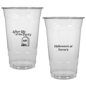 The After Life Of The Party Cup keeps the good times flowing for you Halloween events. Tickle funny bones with this macbre merchandise, your guests are sure to remember the personalized accessory long after the party is dead.  