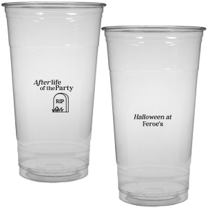 The After Life Of The Party Cup keeps the good times flowing for you Halloween events. Tickle funny bones with this macbre merchandise, your guests are sure to remember the personalized accessory long after the party is dead.  