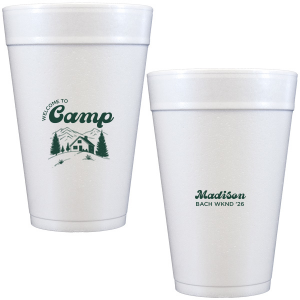 Toast to the good times with the Welcome to Camp Bachelorette Cup. The scenic design is ideal for destination bachelorette events but is suitable for any outdoorsy occasion. The customizable design comes in your choice of style and color to make your momentous party all the more memorable. 