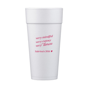 Be very mindful, very cutesy, very demure at your next event! You can customize this trendy cup with your name or special message. A custom cup that is perfect for birthday parties or bachelorette parties.