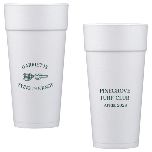 Sip away at your summertime bridal shower and bachelor party with the Tying The Note Tennis Cup from our Country Club collection. Available in a wide variety of cup styles and colors, you can customize the text and more to best match your summer vibe!