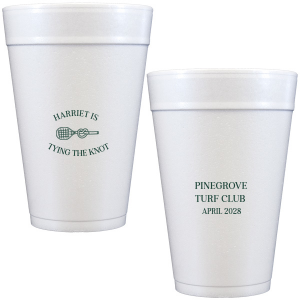 Sip away at your summertime bridal shower and bachelor party with the Tying The Note Tennis Cup from our Country Club collection. Available in a wide variety of cup styles and colors, you can customize the text and more to best match your summer vibe!