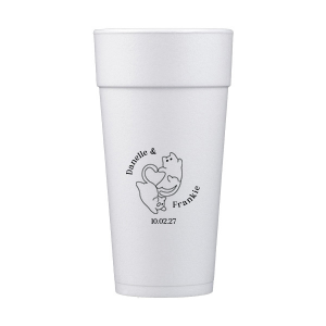 Unite in love with the Cat Tails of Love Wedding Cup, where two cats entwine tails to form a heart. Arched around the design you can customize with the couple's names and below the date of your union.