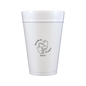 Unite in love with the Cat Tails of Love Wedding Cup, where two cats entwine tails to form a heart. Arched around the design you can customize with the couple's names and below the date of your union.