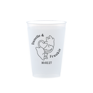 Unite in love with the Cat Tails of Love Wedding Cup, where two cats entwine tails to form a heart. Arched around the design you can customize with the couple's names and below the date of your union.