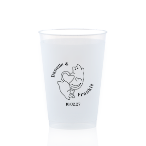Unite in love with the Cat Tails of Love Wedding Cup, where two cats entwine tails to form a heart. Arched around the design you can customize with the couple's names and below the date of your union.