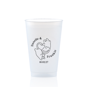 Unite in love with the Cat Tails of Love Wedding Cup, where two cats entwine tails to form a heart. Arched around the design you can customize with the couple's names and below the date of your union.