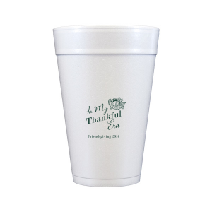 Show off your good graces with the In My Thankful Era Cup. Featuring a classic cornucopia design, this cup is easy to customize into a stylish accessory appropriate for any family holiday dinner. 