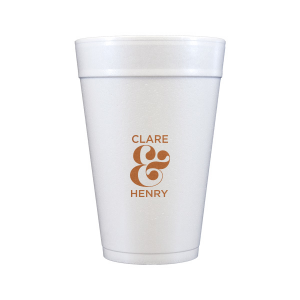 The Bold Ampersand Names Wedding Foam Cup design dazzles with its grand, sculptural ampersand, boldly uniting the couple's names in modern elegance. Its 3D-like artistry pops against the foam, turning every sip into a celebration of togetherness—perfect for wedding showers or the big day itself.