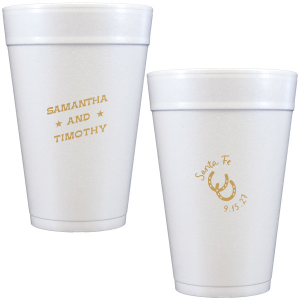 Get wild and rowdy with the customizable Giddy-Up Western Cup. Personalize the text with the names of your favorite cowpokes in the ink color of your choice. Perfect for sipping cool refreshments during blistering summer hoedowns. 