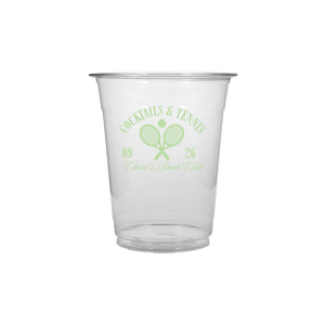 You'll love sipping from the Cocktails & Tennis Cup from our Country Club collection at your next party! The trendy and sporty design is perfect for outdoor summertime events and is available in a wide variety of colors and cup styles, personalizing it to your exact tastes. Featuring customizable text to add your own message, your guests will surely take notice.