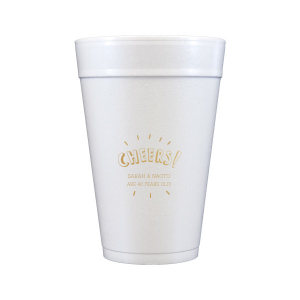 Raise your Glass and toast with gusto holding the Cheers Birthday Cup. Featuring a fun and energetic 3D "CHEERS!" framed by sparkling excitement, this design sets the perfect tone for any celebration. Personalize with names and event details to make the party unforgettable.