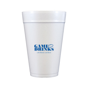 Personalized Matte Royal Blue Ink 12 oz Styrofoam Cup with Matte Royal Blue Ink Cup Ink Colors has a Football graphic and is good for use in Sports themed parties and can't be beat. Showcase your style in every detail of your party's theme!
